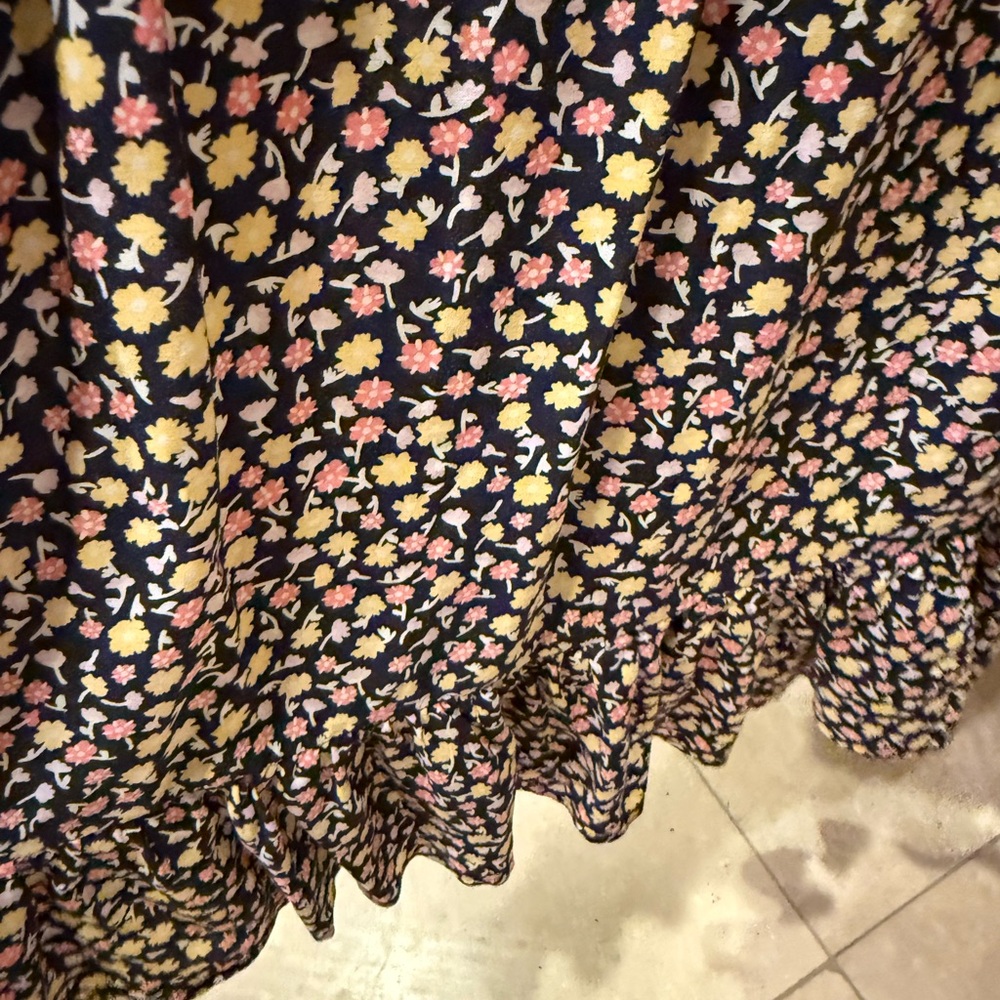 Draper James Floral Cinch Waist Midi Dress XL Ruffle Neck & Hem Cottagecore - Picture 8 of 11